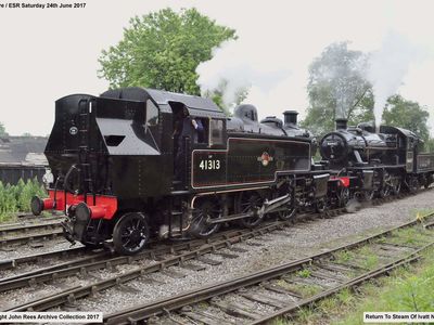 Saturday June 24th 2017. Ivatt Class loco 41313 returns to steam after a general overhaul at Cranmore. The loco was returned to Haven St, IOW.